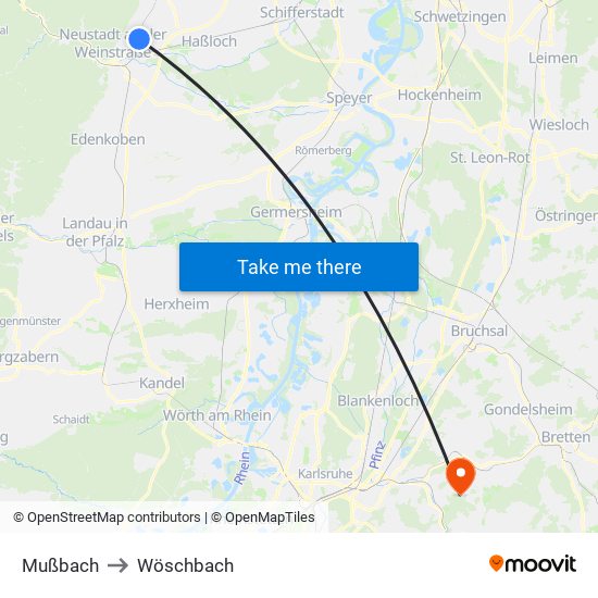 Mußbach to Wöschbach map