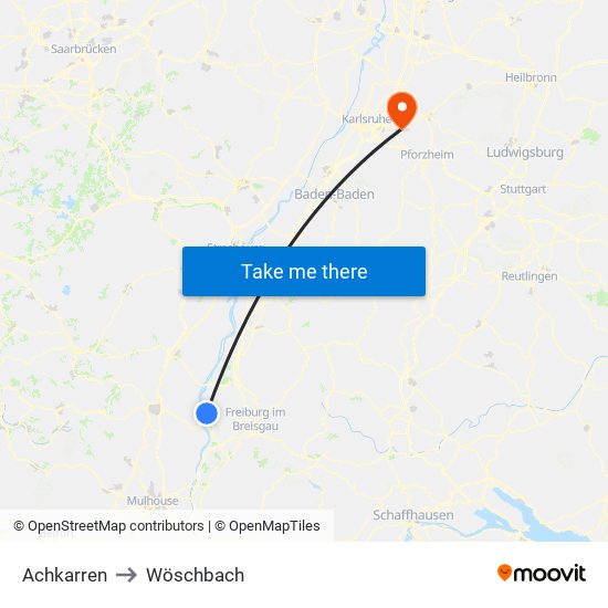 Achkarren to Wöschbach map