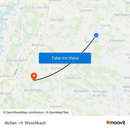 Richen to Wöschbach map