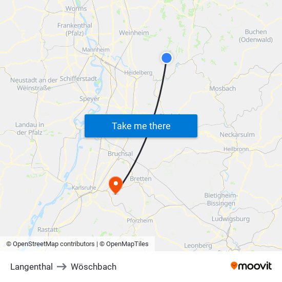 Langenthal to Wöschbach map