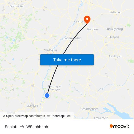 Schlatt to Wöschbach map