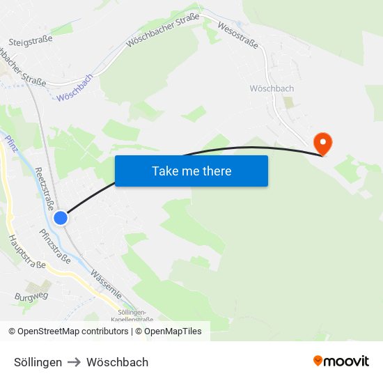 Söllingen to Wöschbach map