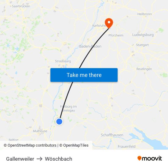 Gallenweiler to Wöschbach map