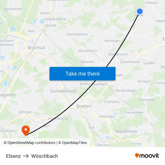 Elsenz to Wöschbach map