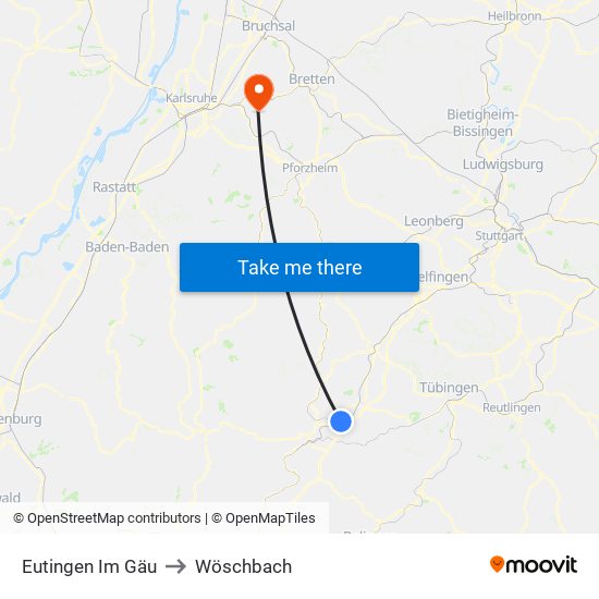 Eutingen Im Gäu to Wöschbach map