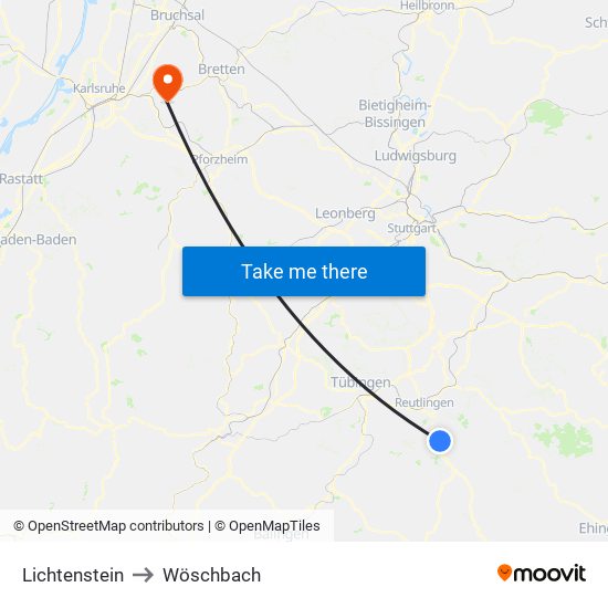 Lichtenstein to Wöschbach map