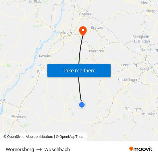 Wörnersberg to Wöschbach map