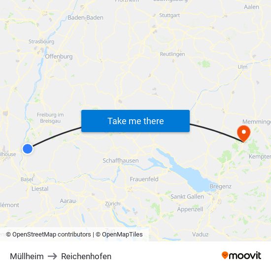 Müllheim to Reichenhofen map
