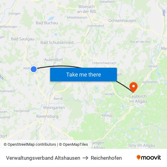 Verwaltungsverband Altshausen to Reichenhofen map