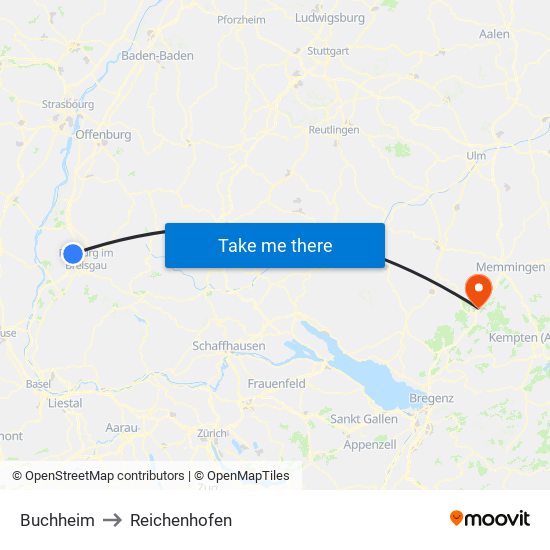 Buchheim to Reichenhofen map