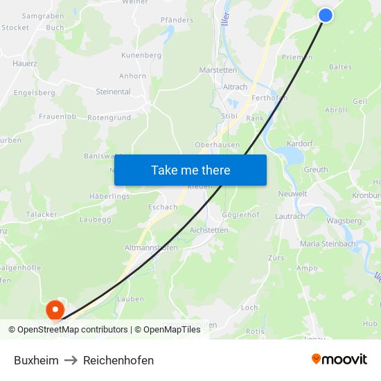 Buxheim to Reichenhofen map