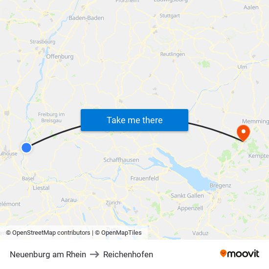 Neuenburg am Rhein to Reichenhofen map