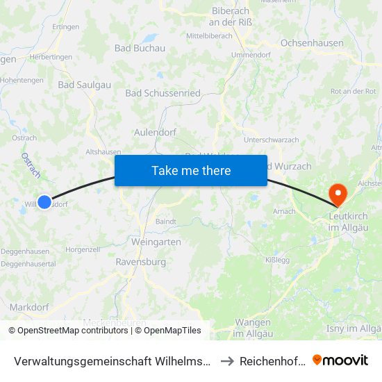 Verwaltungsgemeinschaft Wilhelmsdorf to Reichenhofen map