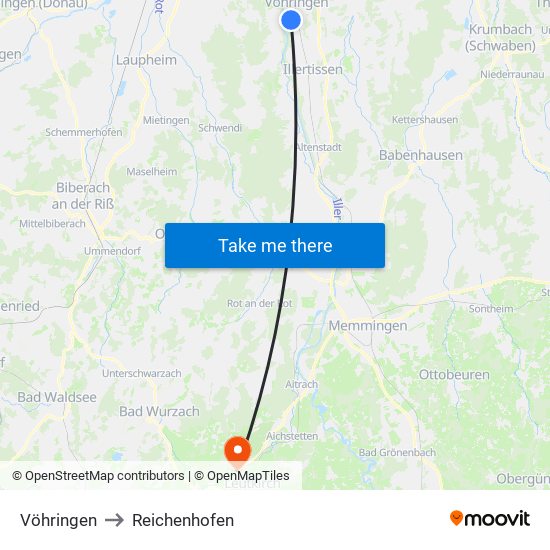 Vöhringen to Reichenhofen map
