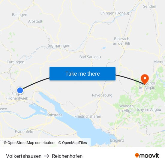 Volkertshausen to Reichenhofen map