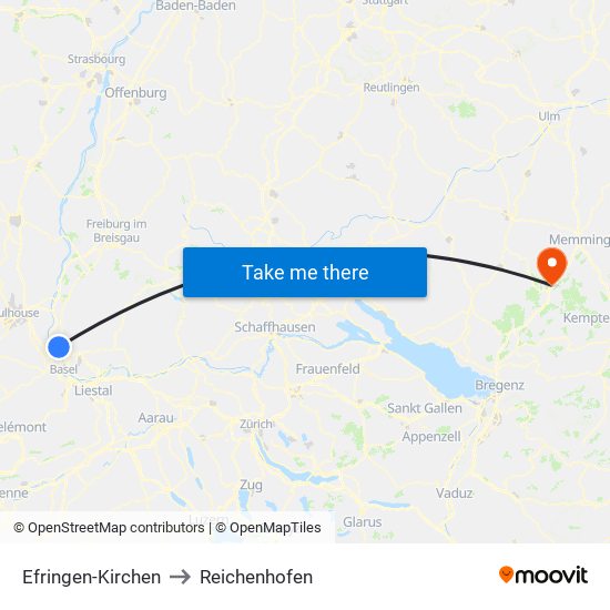 Efringen-Kirchen to Reichenhofen map