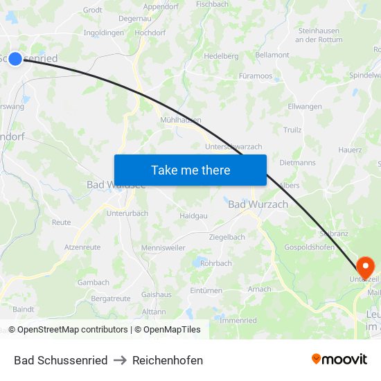 Bad Schussenried to Reichenhofen map