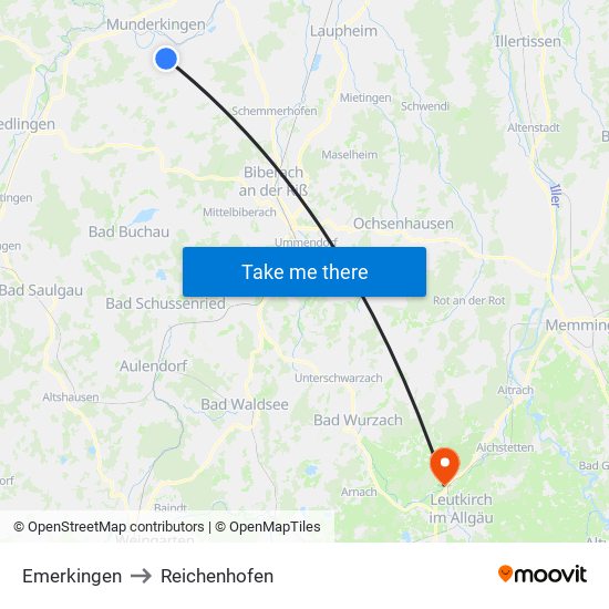 Emerkingen to Reichenhofen map