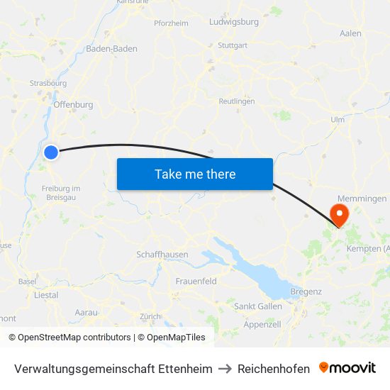 Verwaltungsgemeinschaft Ettenheim to Reichenhofen map