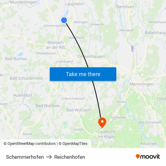 Schemmerhofen to Reichenhofen map