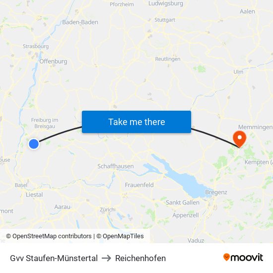 Gvv Staufen-Münstertal to Reichenhofen map