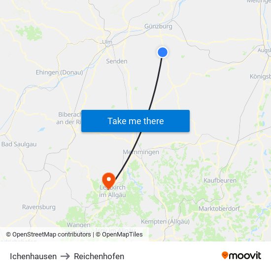 Ichenhausen to Reichenhofen map