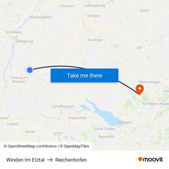 Winden Im Elztal to Reichenhofen map