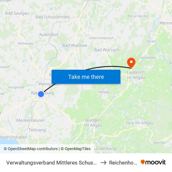 Verwaltungsverband Mittleres Schussental to Reichenhofen map