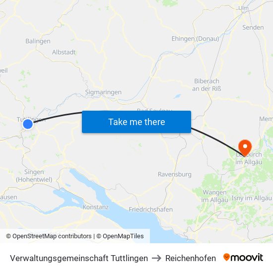 Verwaltungsgemeinschaft Tuttlingen to Reichenhofen map