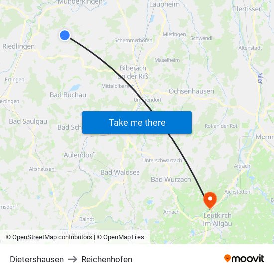 Dietershausen to Reichenhofen map