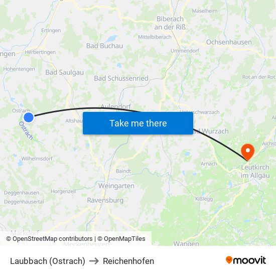 Laubbach (Ostrach) to Reichenhofen map