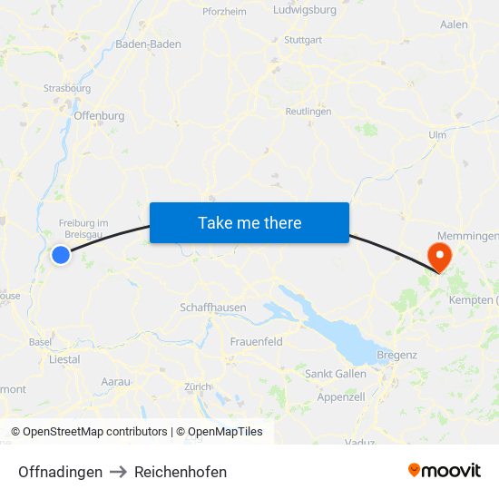 Offnadingen to Reichenhofen map