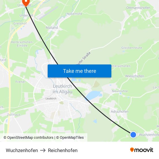 Wuchzenhofen to Reichenhofen map
