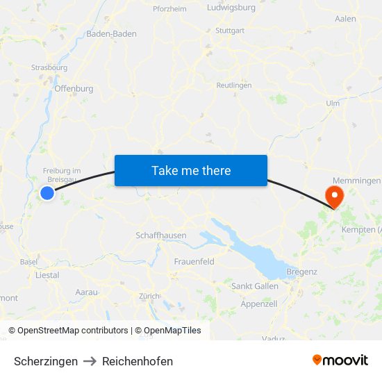 Scherzingen to Reichenhofen map