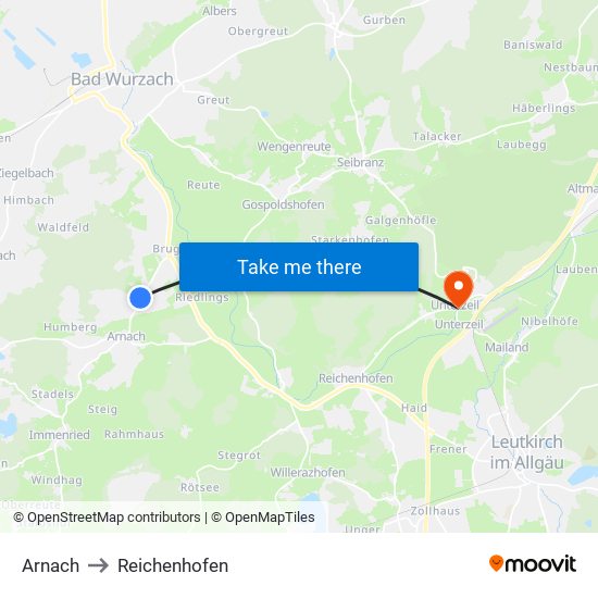 Arnach to Reichenhofen map