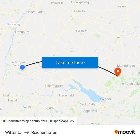 Wittental to Reichenhofen map