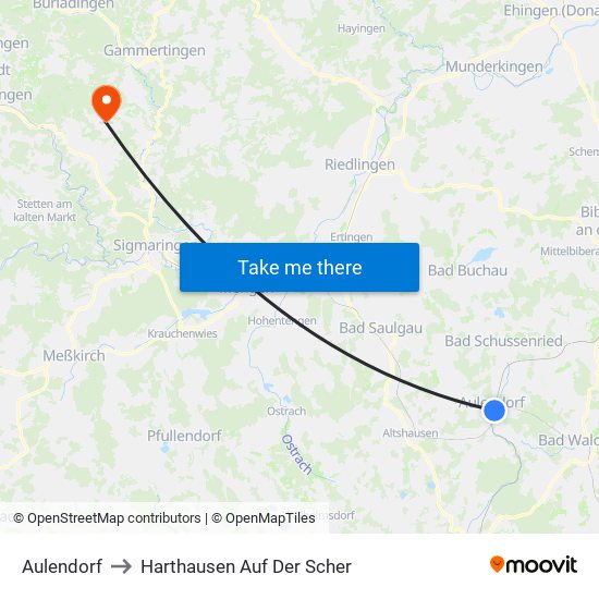 Aulendorf to Harthausen Auf Der Scher map