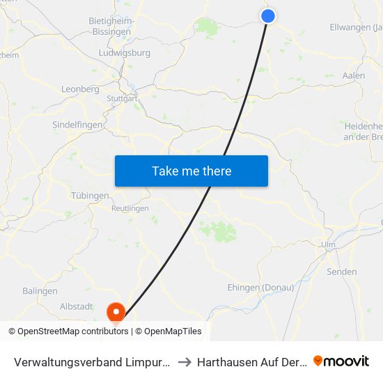 Verwaltungsverband Limpurger Land to Harthausen Auf Der Scher map