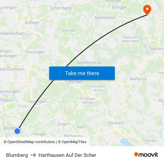 Blumberg to Harthausen Auf Der Scher map