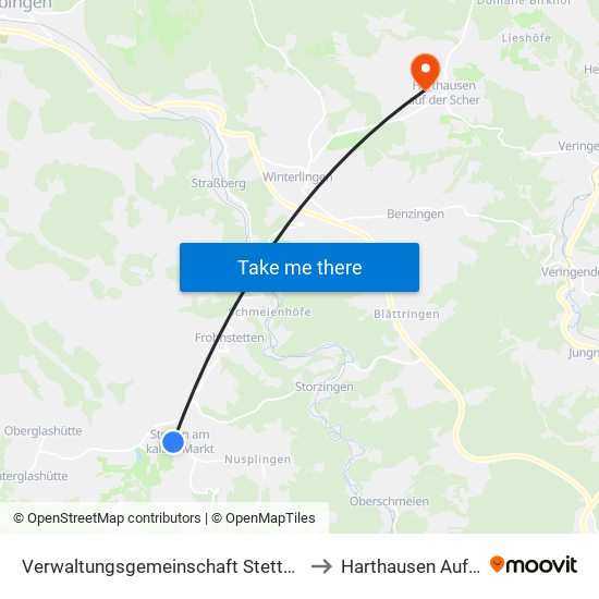 Verwaltungsgemeinschaft Stetten am Kalten Markt to Harthausen Auf Der Scher map