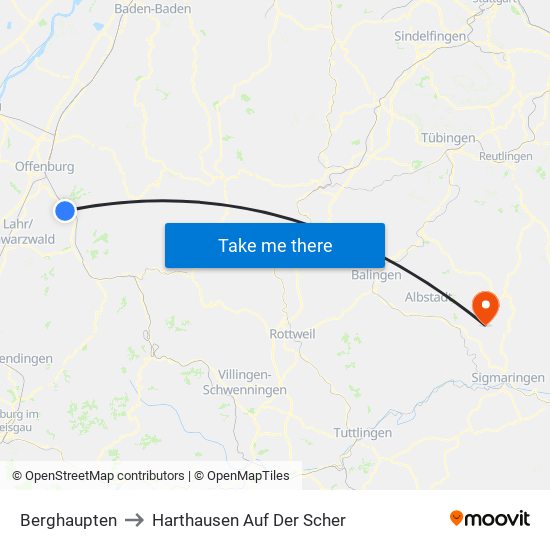 Berghaupten to Harthausen Auf Der Scher map