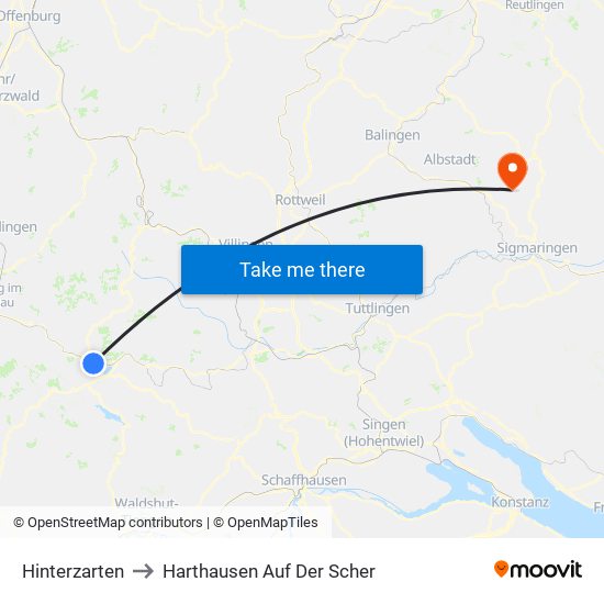 Hinterzarten to Harthausen Auf Der Scher map