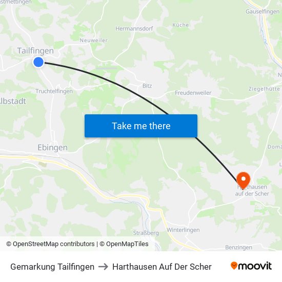 Gemarkung Tailfingen to Harthausen Auf Der Scher map