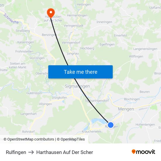 Rulfingen to Harthausen Auf Der Scher map