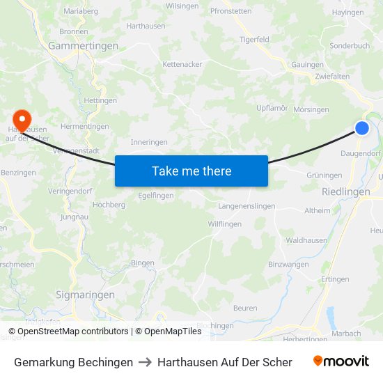 Gemarkung Bechingen to Harthausen Auf Der Scher map