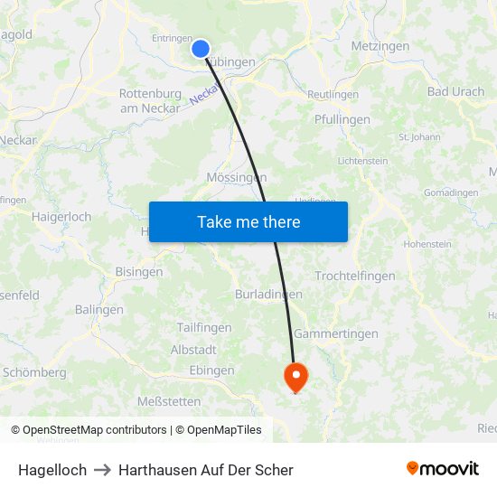 Hagelloch to Harthausen Auf Der Scher map