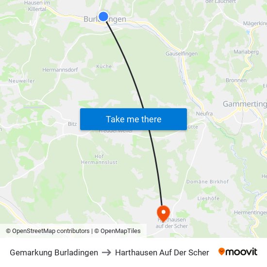 Gemarkung Burladingen to Harthausen Auf Der Scher map