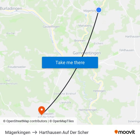 Mägerkingen to Harthausen Auf Der Scher map