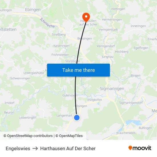 Engelswies to Harthausen Auf Der Scher map