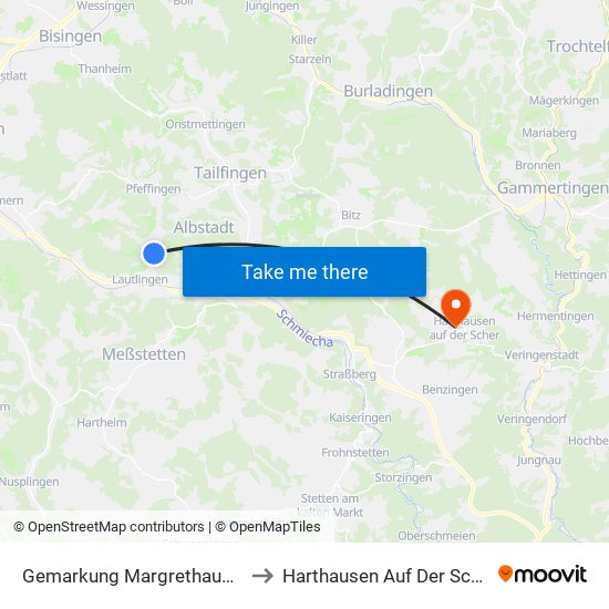 Gemarkung Margrethausen to Harthausen Auf Der Scher map